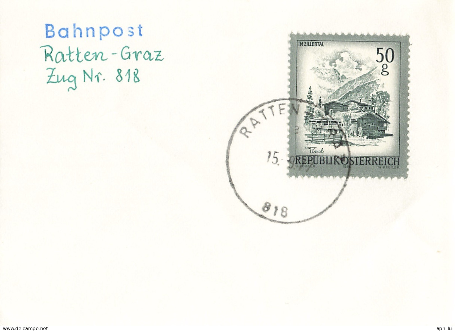 Bahnpost (R.P.O./T.P.O) Ratten-Graz [Ausschnitt] (AD3092) - Storia Postale