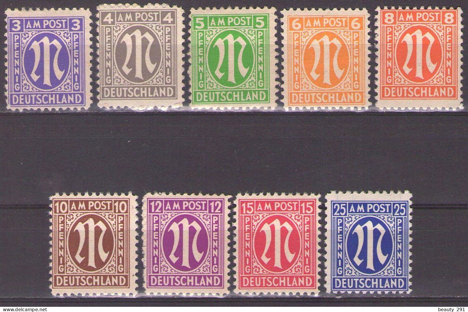 Germany 1945-46 Alliierte Besetzung Amerikanischer Druck Mi 1-9 - MH* - Neufs