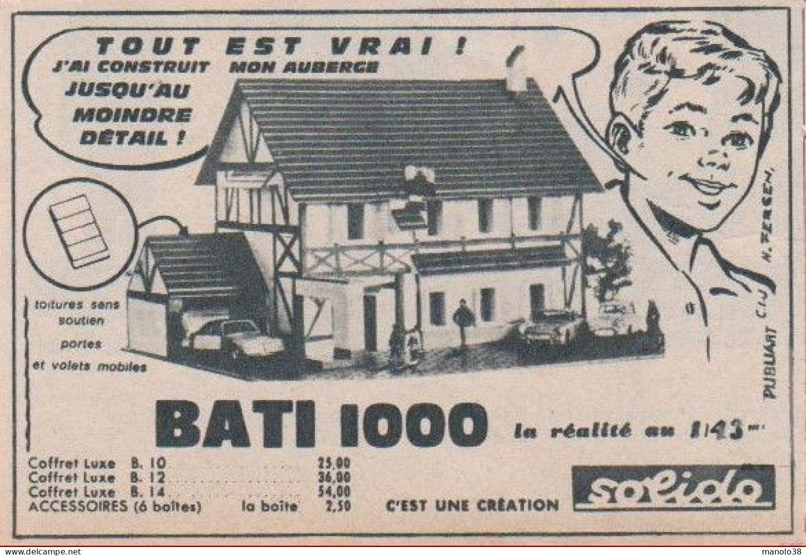 Solido. Maison Bati 1000. Ech 1/43 Adapté Aux Voitures Miniatures. Illustration Norbert Fersen. 1964. - Pubblicitari