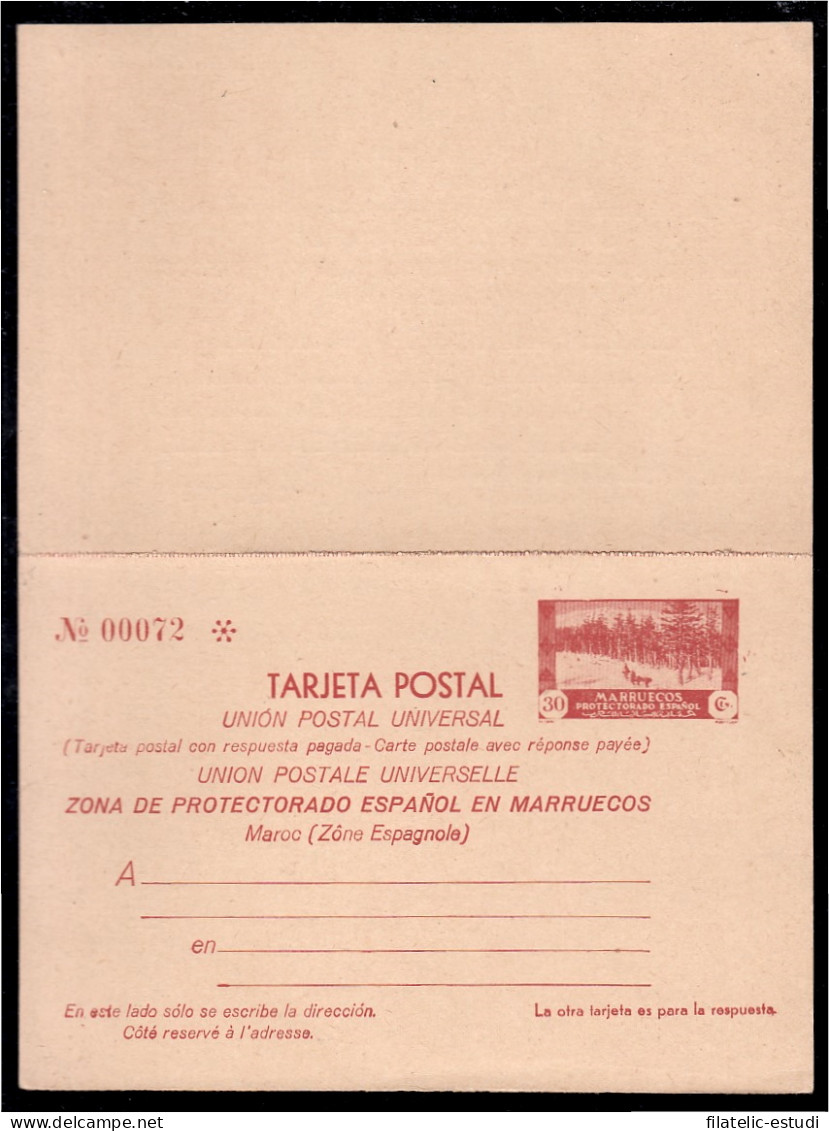 Marruecos Morocco Entero Postal 25 1935 Bosque De Ketama Doble - Marruecos Español