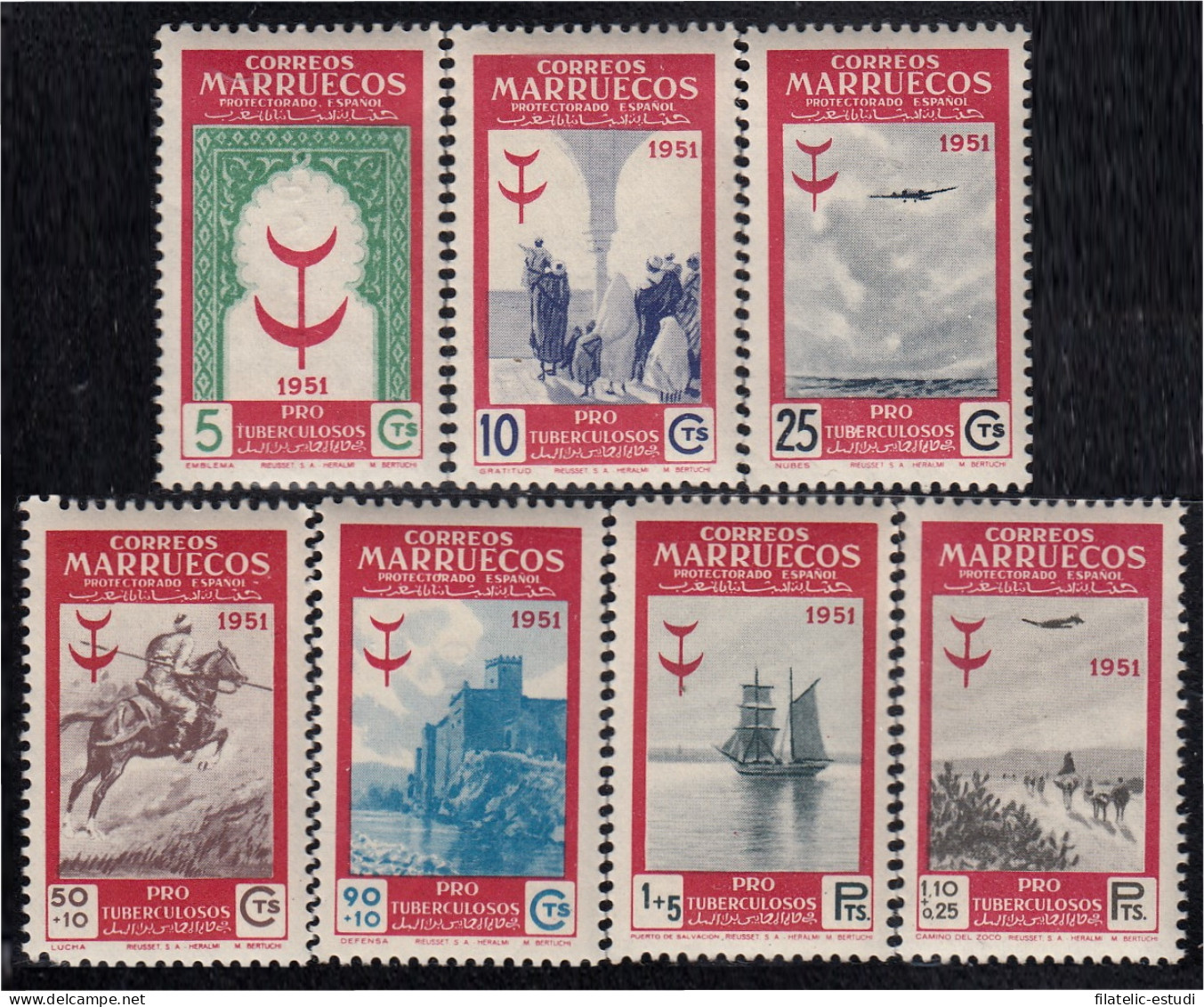 Marruecos Morocco 336/42 1950 Pro Tuberculosos MNH - Marocco Spagnolo