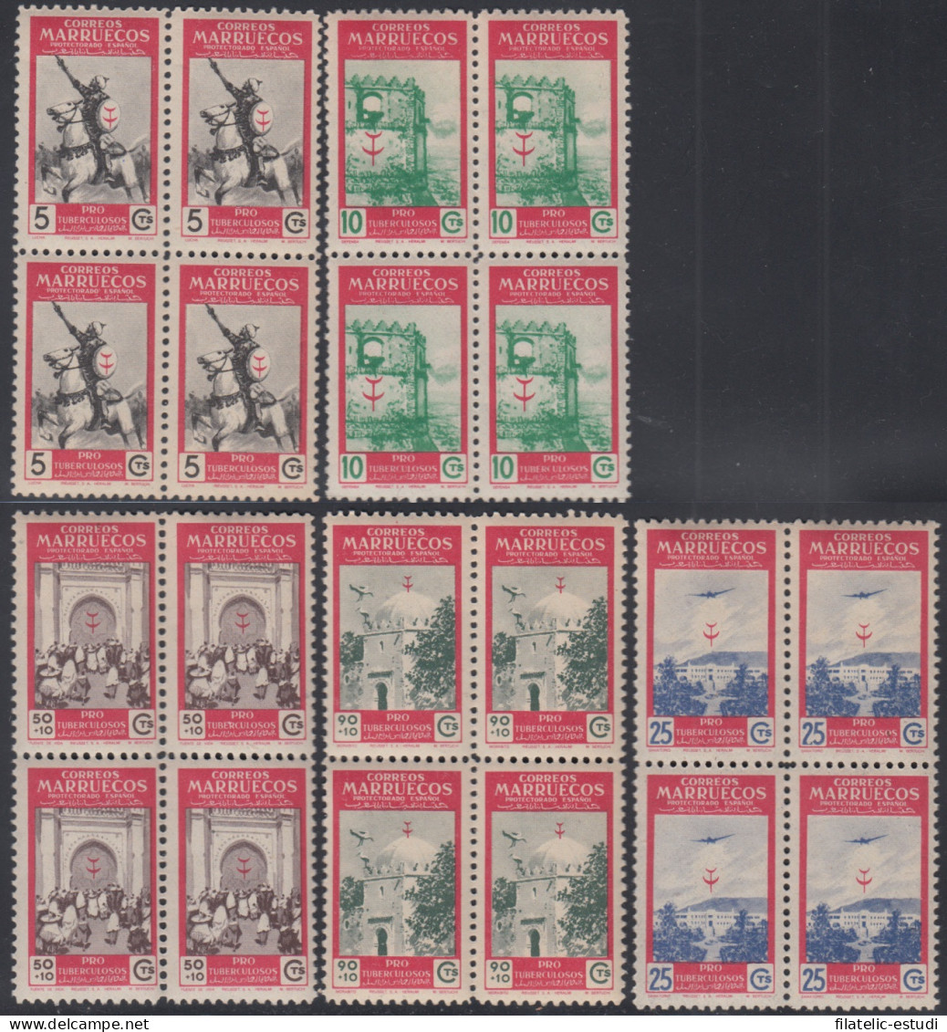 Marruecos Morocco 325/29 Bl.4 1950 Pro Tuberculosos MNH - Marocco Spagnolo