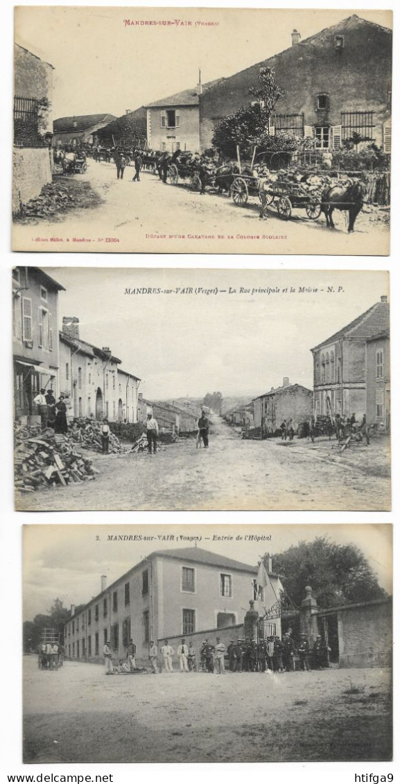 1915 MANDRES Sur VAIR Attelage + Mairie + Hôpital Près Saint Die Neufchâteau Remiremont Gérardmer Raon-L'étape Epinal .. - Contrexeville