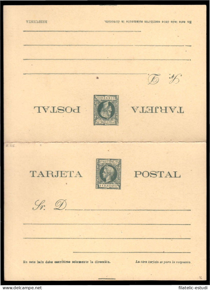 Puerto Rico EP 14 1898 Entero Postal Alfonso XIII Doble - Puerto Rico