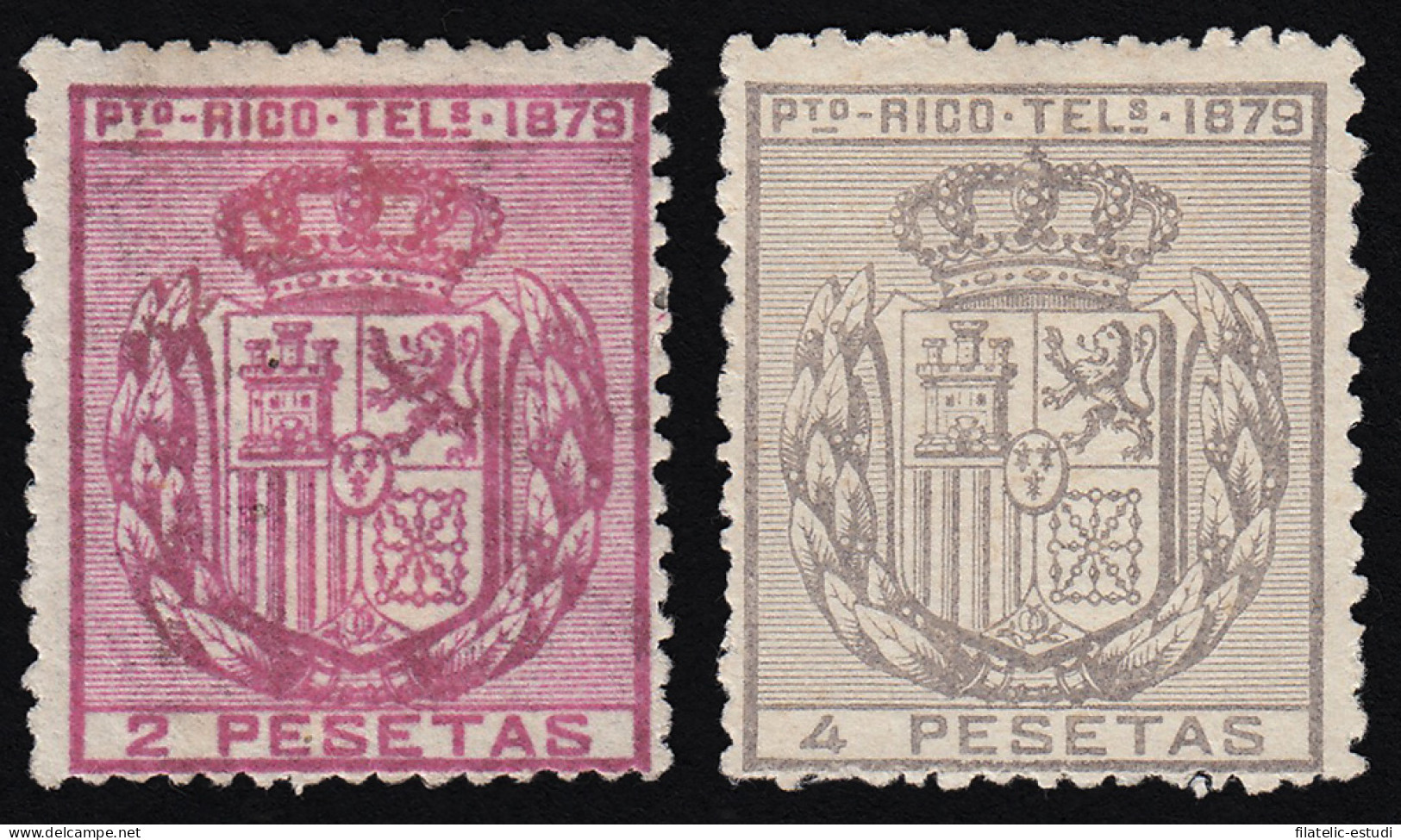 Puerto Rico Telégrafos 19/20 1879 Escudo España MH - Porto Rico