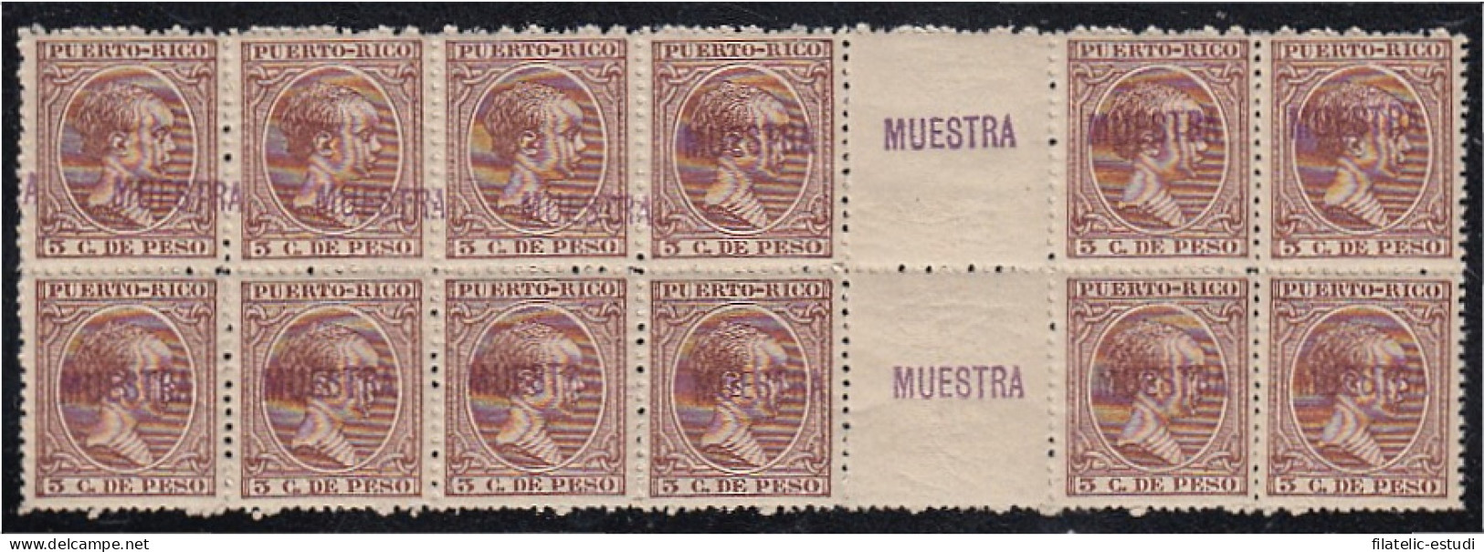 Puerto Rico 122 Bl.12 1897 Alfonso XIII MUESTRA MNH - Porto Rico