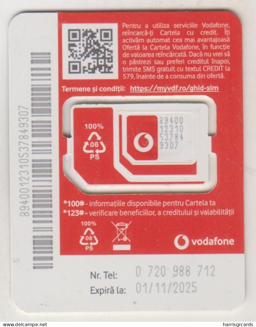 ROMANIA - Cartela Vodafone Recycled 3, Vodafone GSM Card, Mint - Romania