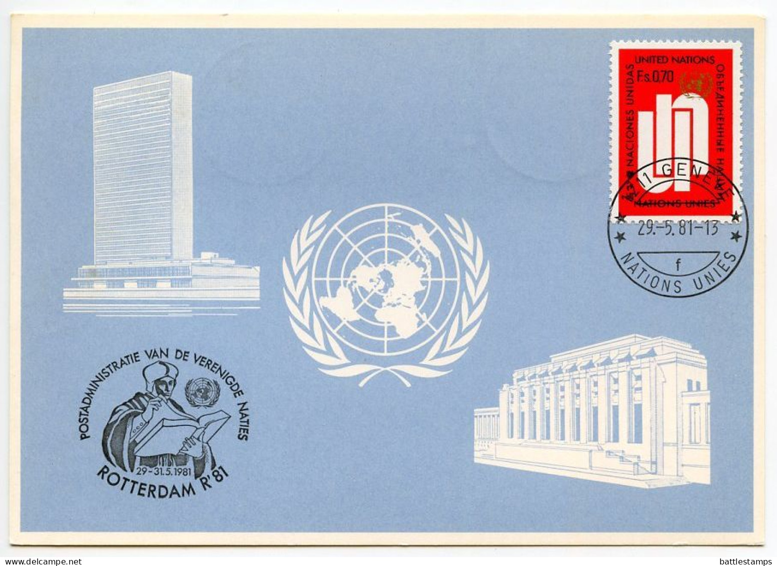 United Nations 1981 / Germany 2003 Postcard W/ UN-Geneva Scott  & Germany 1c., 5c. & 39c. ATM / Frama Stamps - Brieven En Documenten