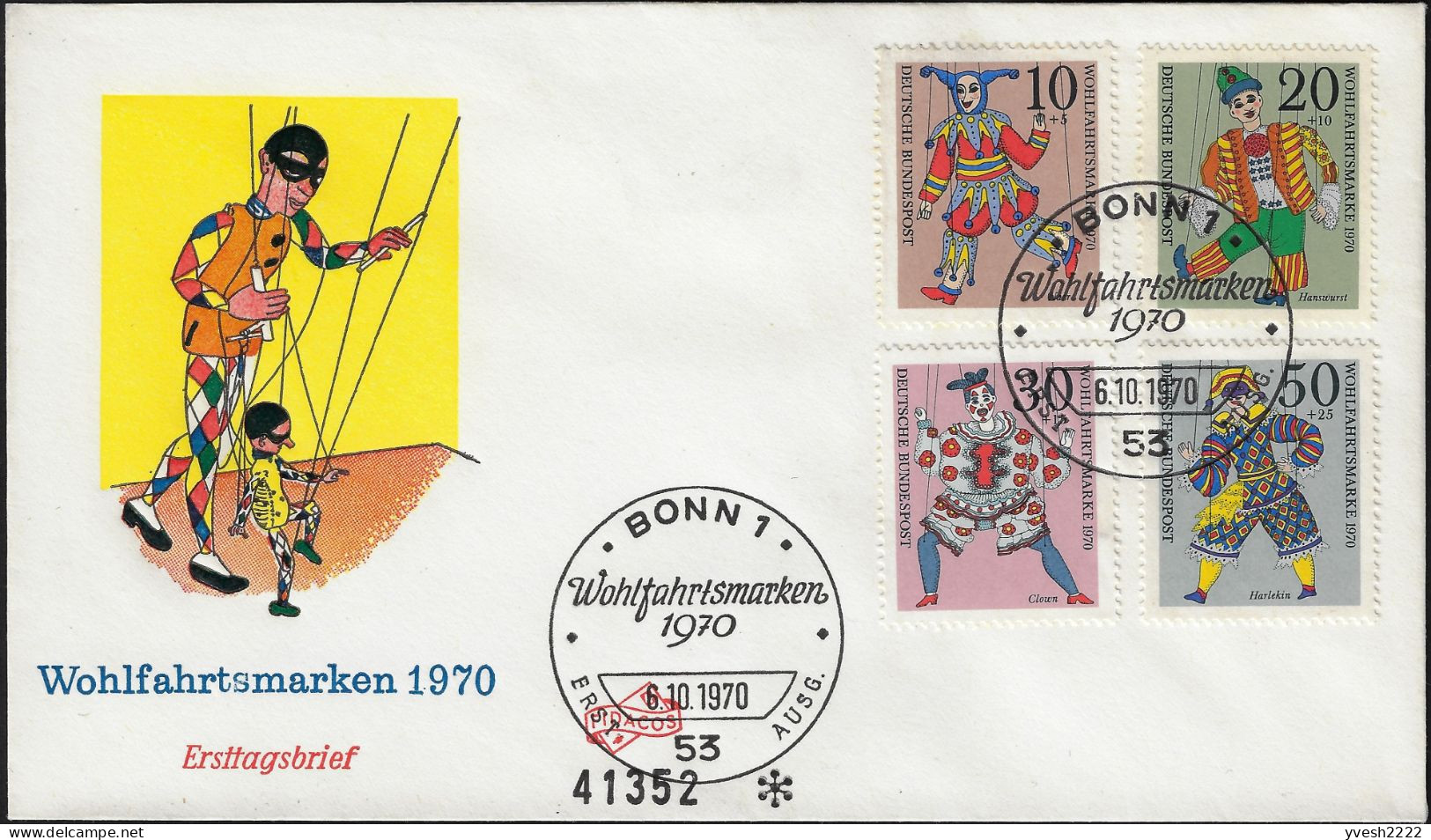 Allemagne 1970 Y&T 501 à 504 Sur 3 FDC Différents. Marionnettes - Marionnetten