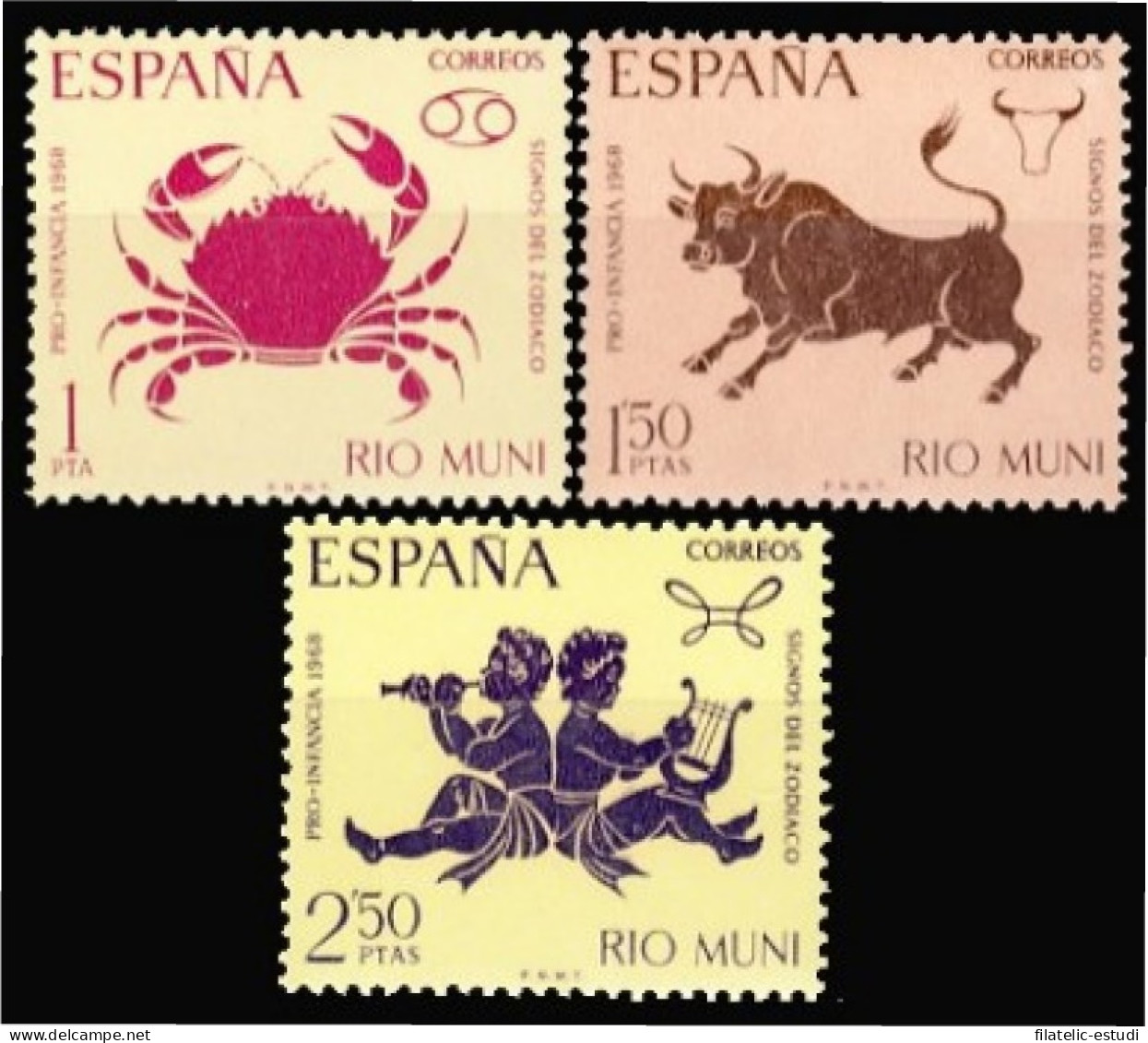 Rio Muni 83/85 1968 Signos Del Zodiaco Zodiac  Fauna MNH - Rio Muni