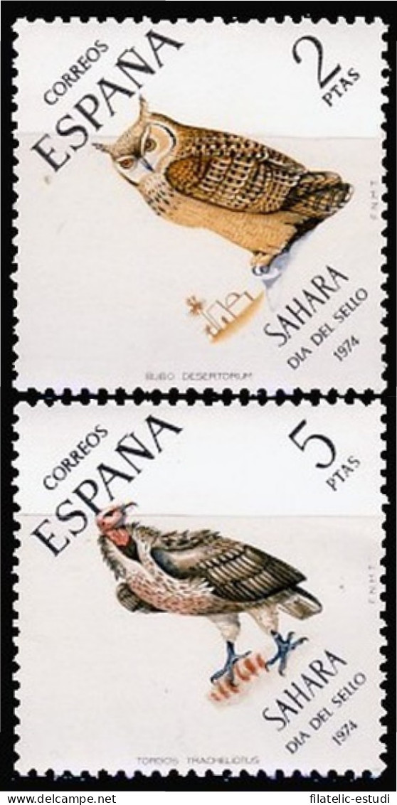 Sahara 317/18 1974 Día Del Sello Fauna Buho - Buitre MNH - Sahara Español