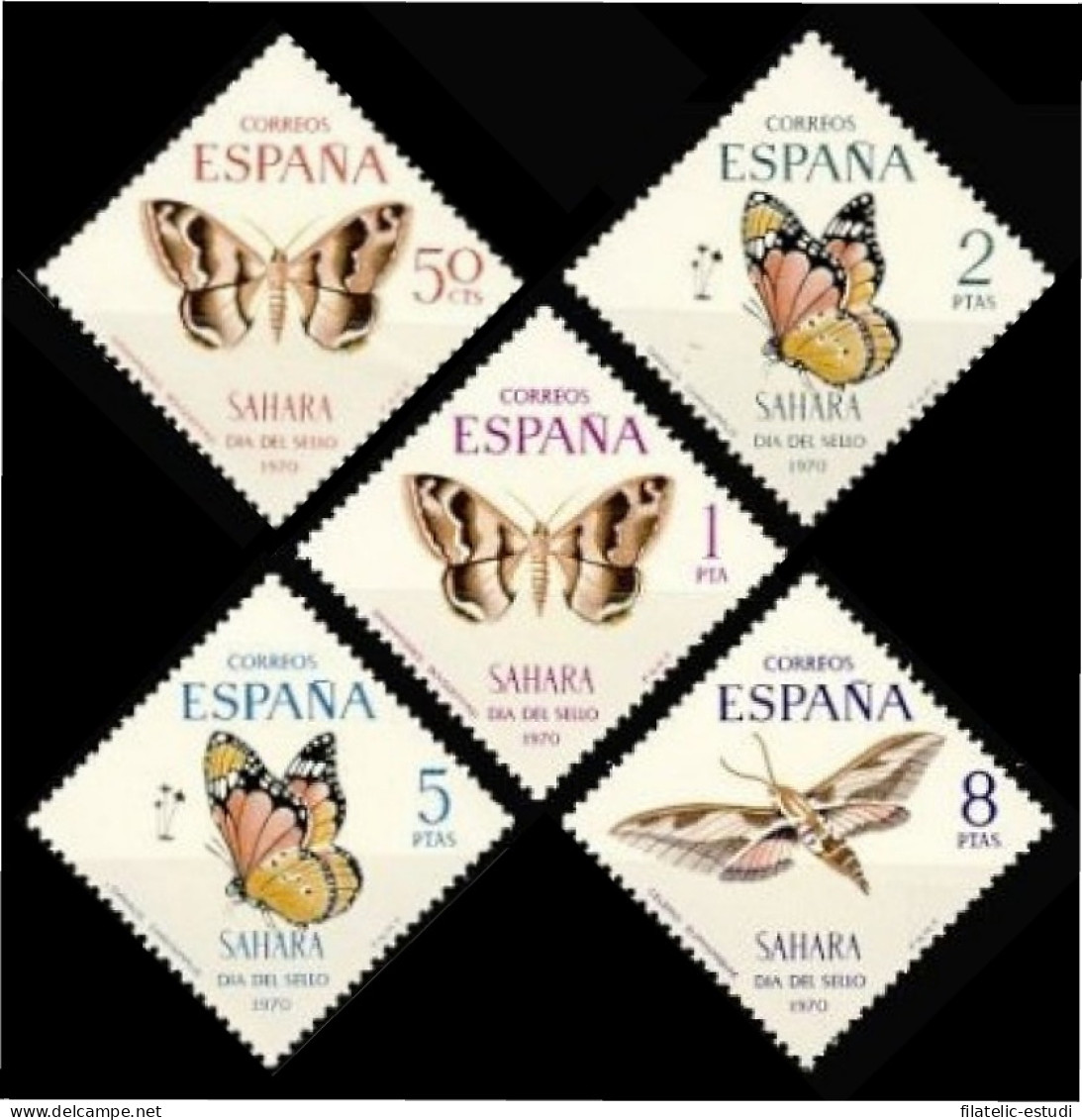 Sahara 283/87 1970 Día Del Sello Fauna (mariposas) Butterfly MNH - Spanische Sahara