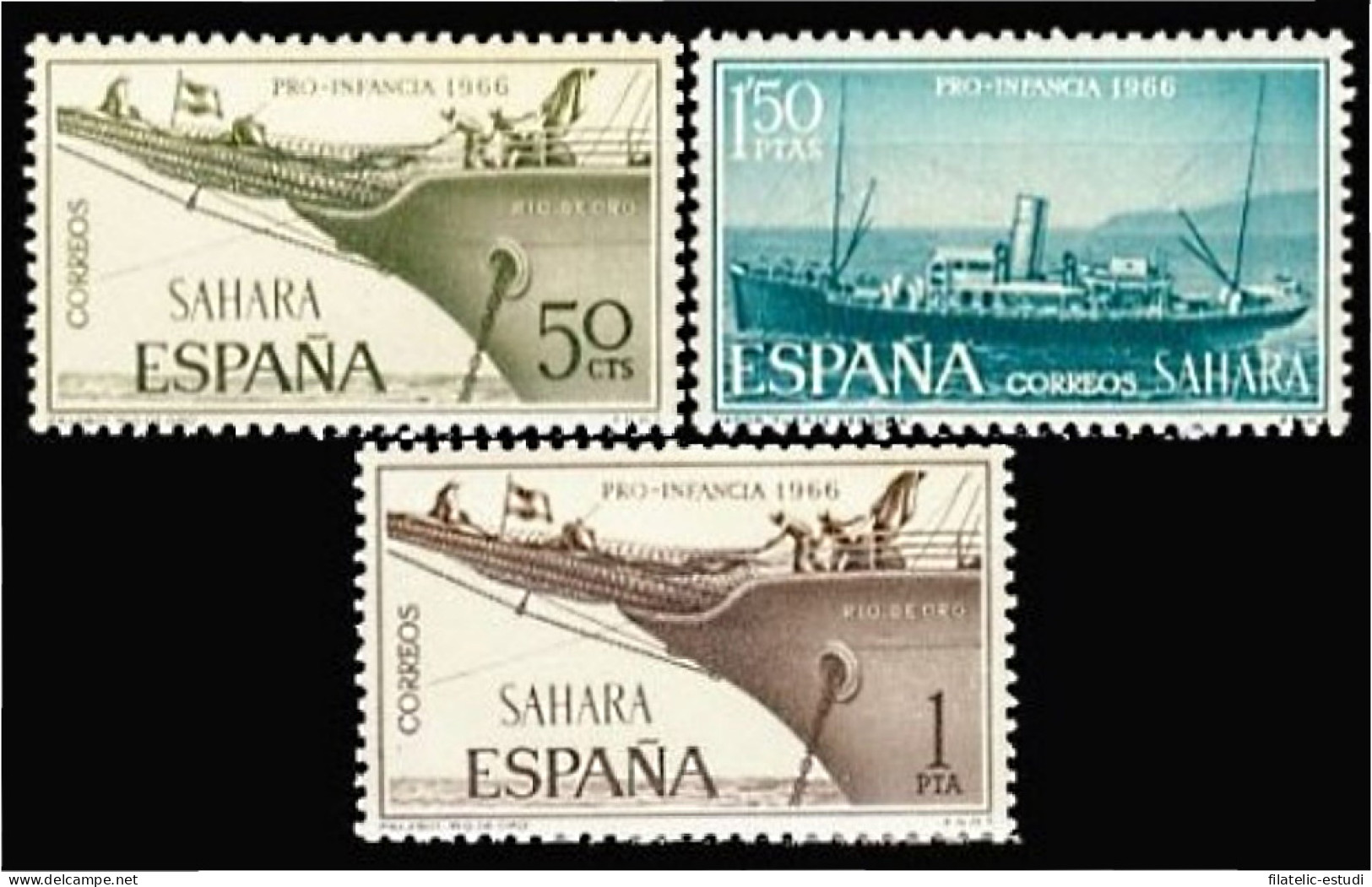 Sahara 249/51 1966 Pro Infancia Barcos Boat MNH - Sahara Español