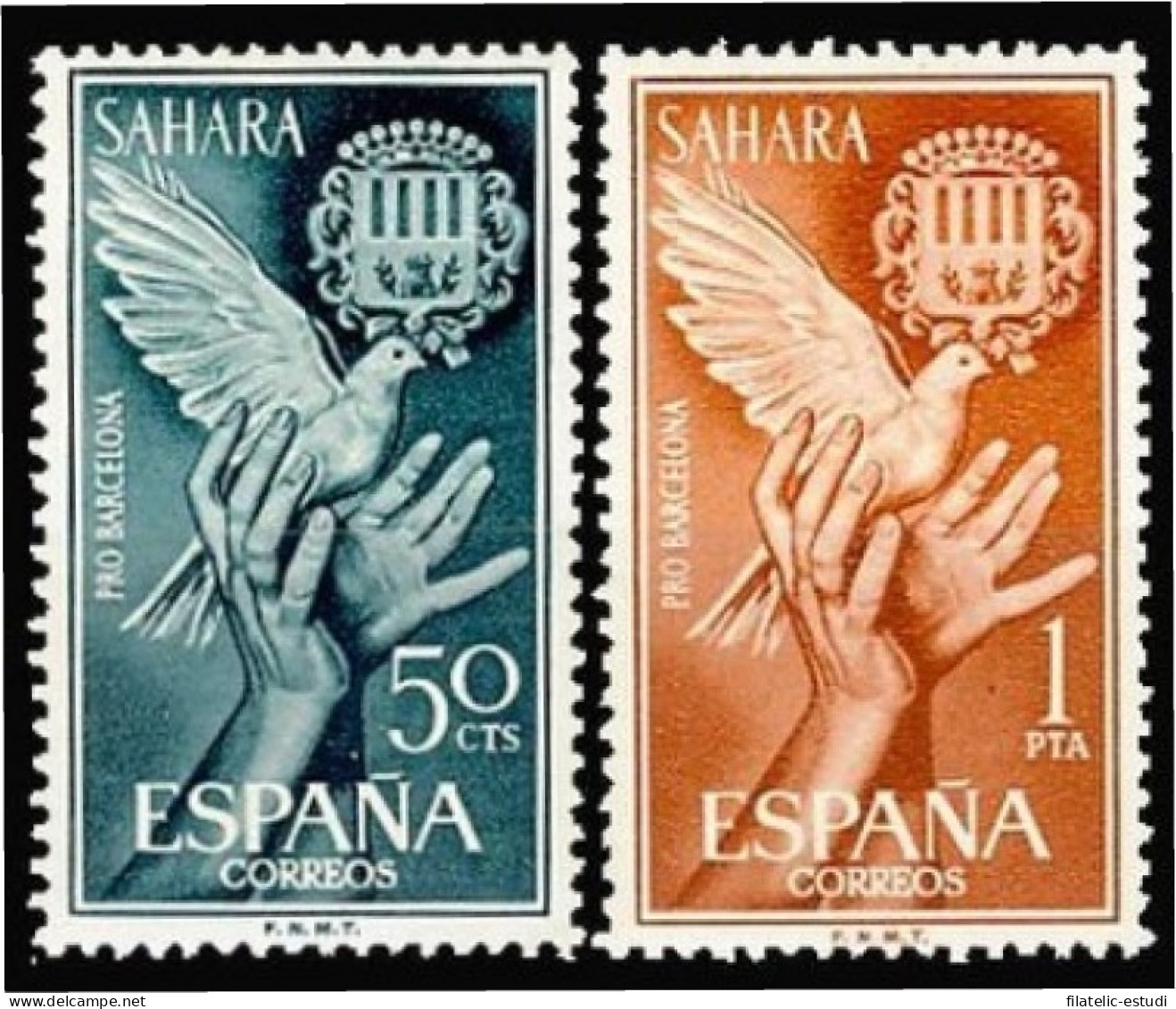 Sahara 220/21 1963 Ayuda A Barcelona Alegoría MNH - Sahara Español