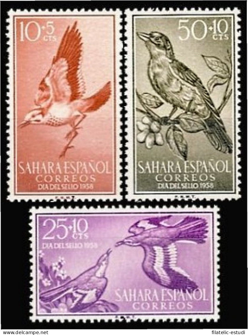 Sahara 153/55 1958 Día Del Sello Fauna (aves)  MNH - Sahara Spagnolo