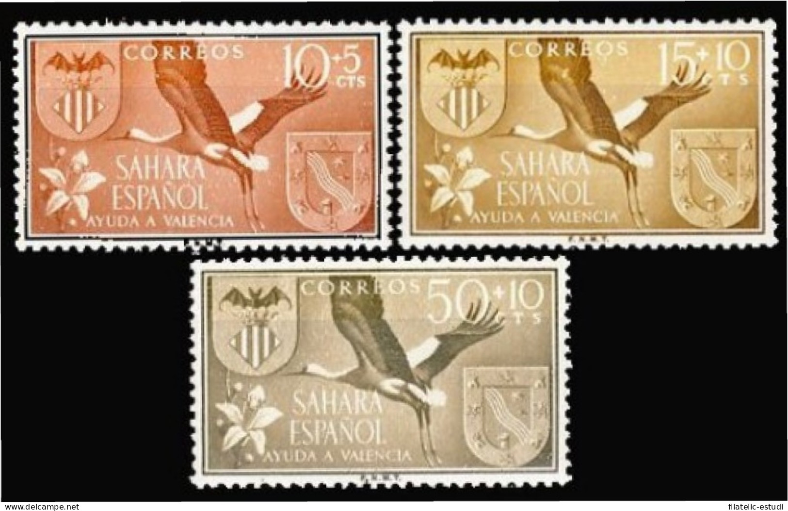 Sahara 146/48 1958 Ayuda A Valencia Fauna (cigüeña) MNH - Sahara Spagnolo