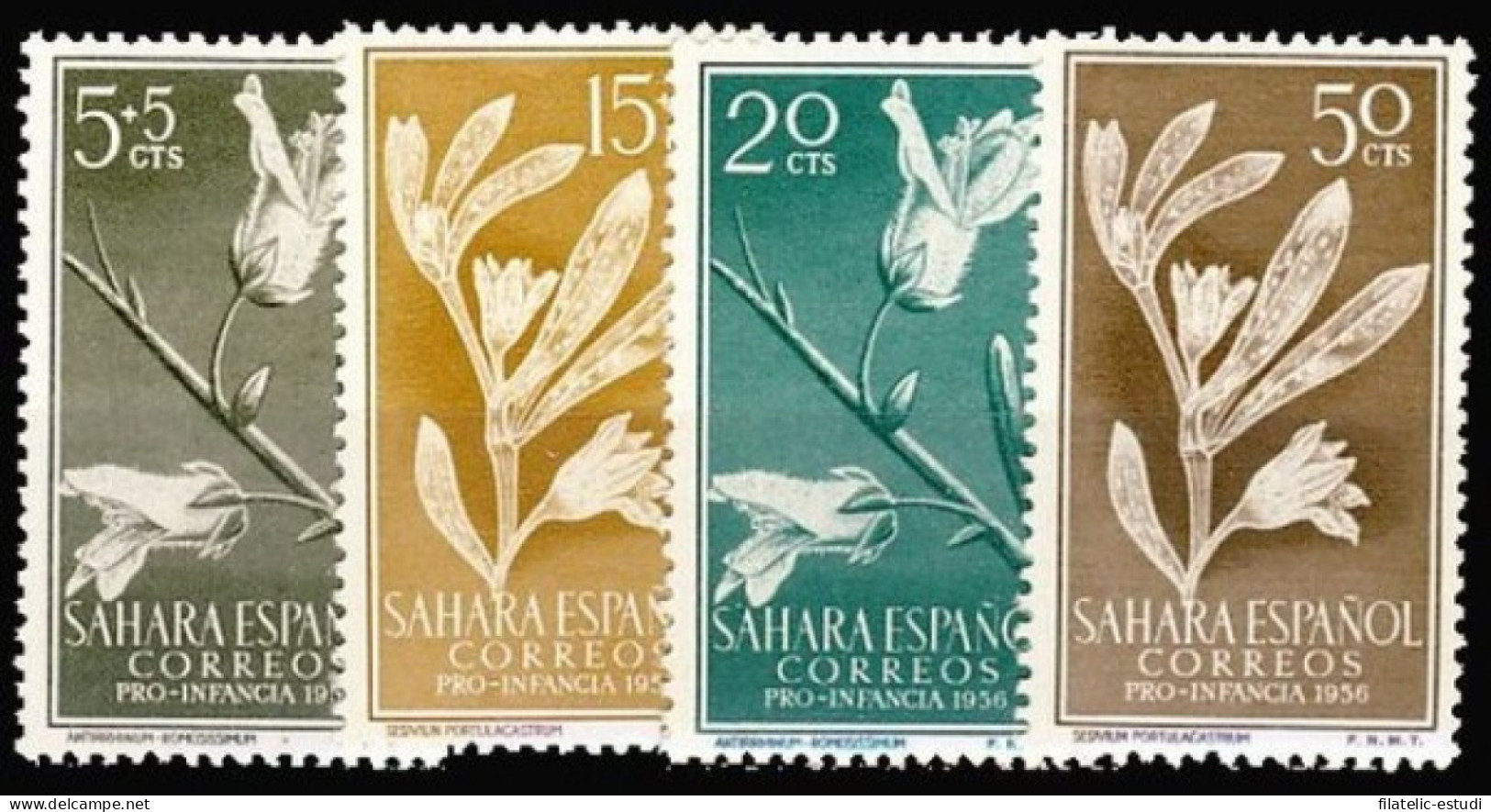 Sahara 126/29 1956 Pro Infancia Flora MNH - Sahara Spagnolo