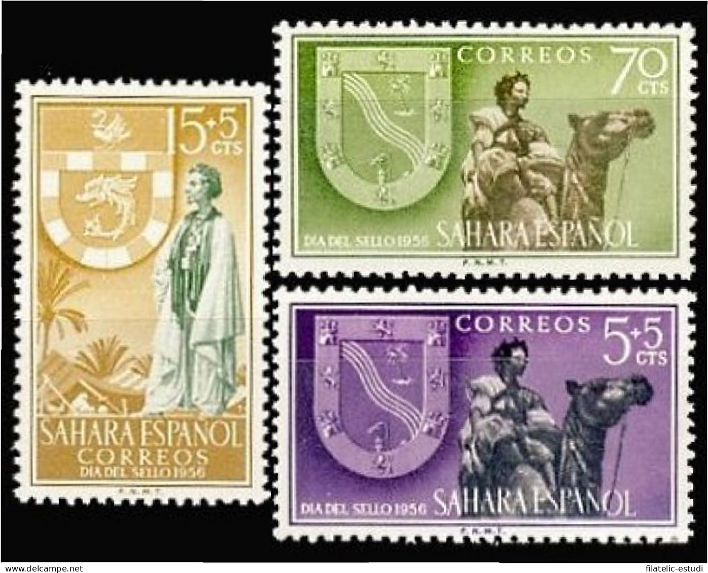 Sahara 130/32 1956 Día Del Sello Escudos MNH - Spanische Sahara