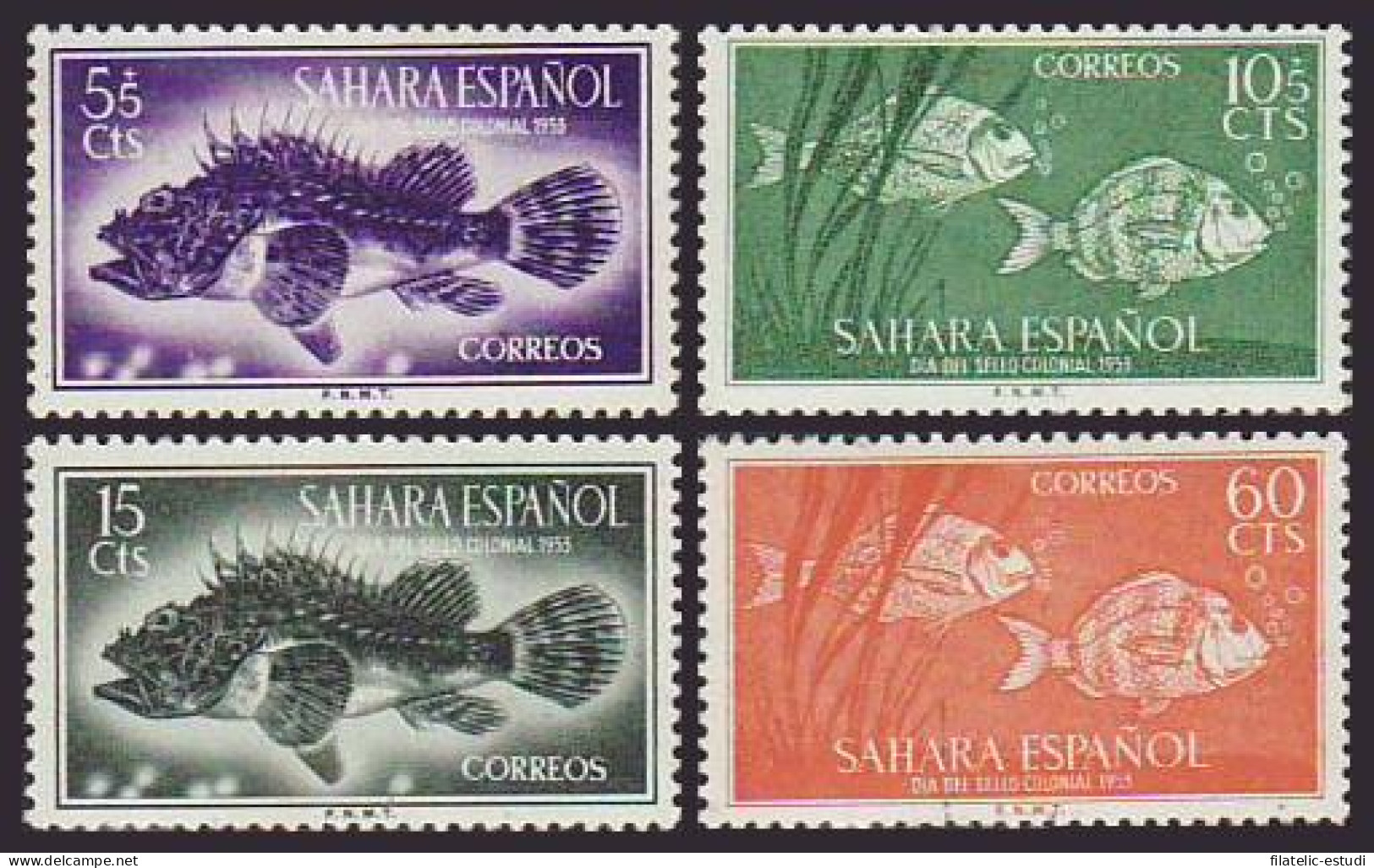 Sahara 108/11 1953 Día Del Sello Fauna (peces) Fish MNH - Sahara Spagnolo