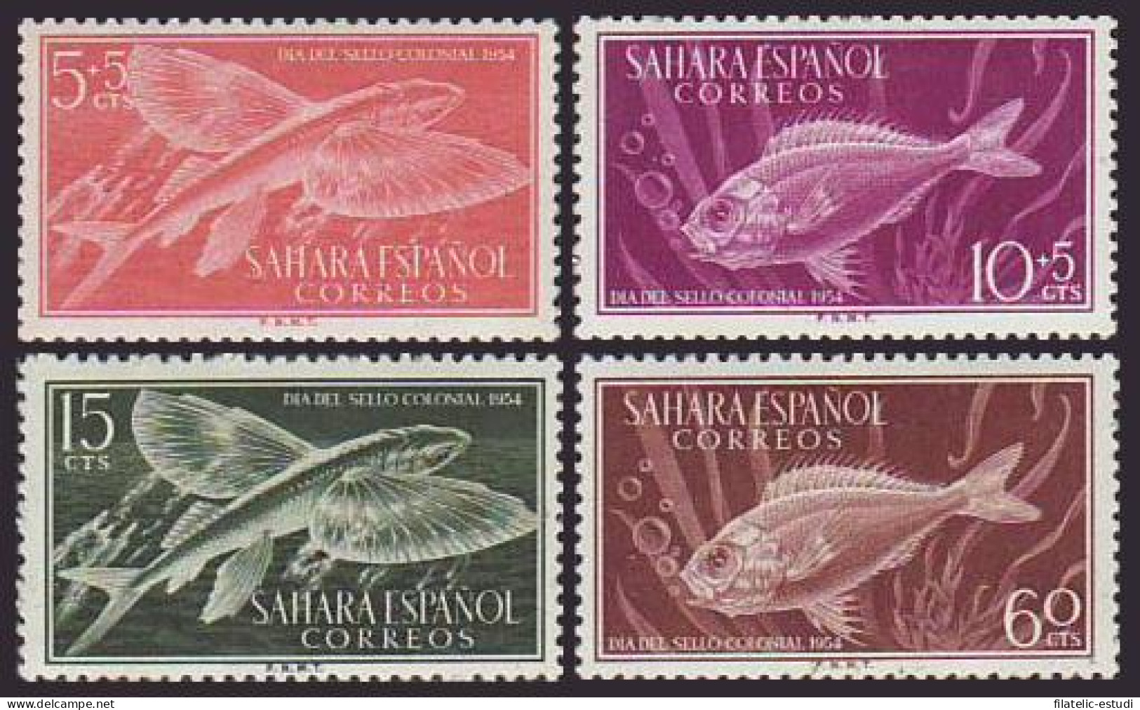 Sahara 116/19 1954 Día Del Sello Fauna (peces)  Fish MNH - Spanish Sahara