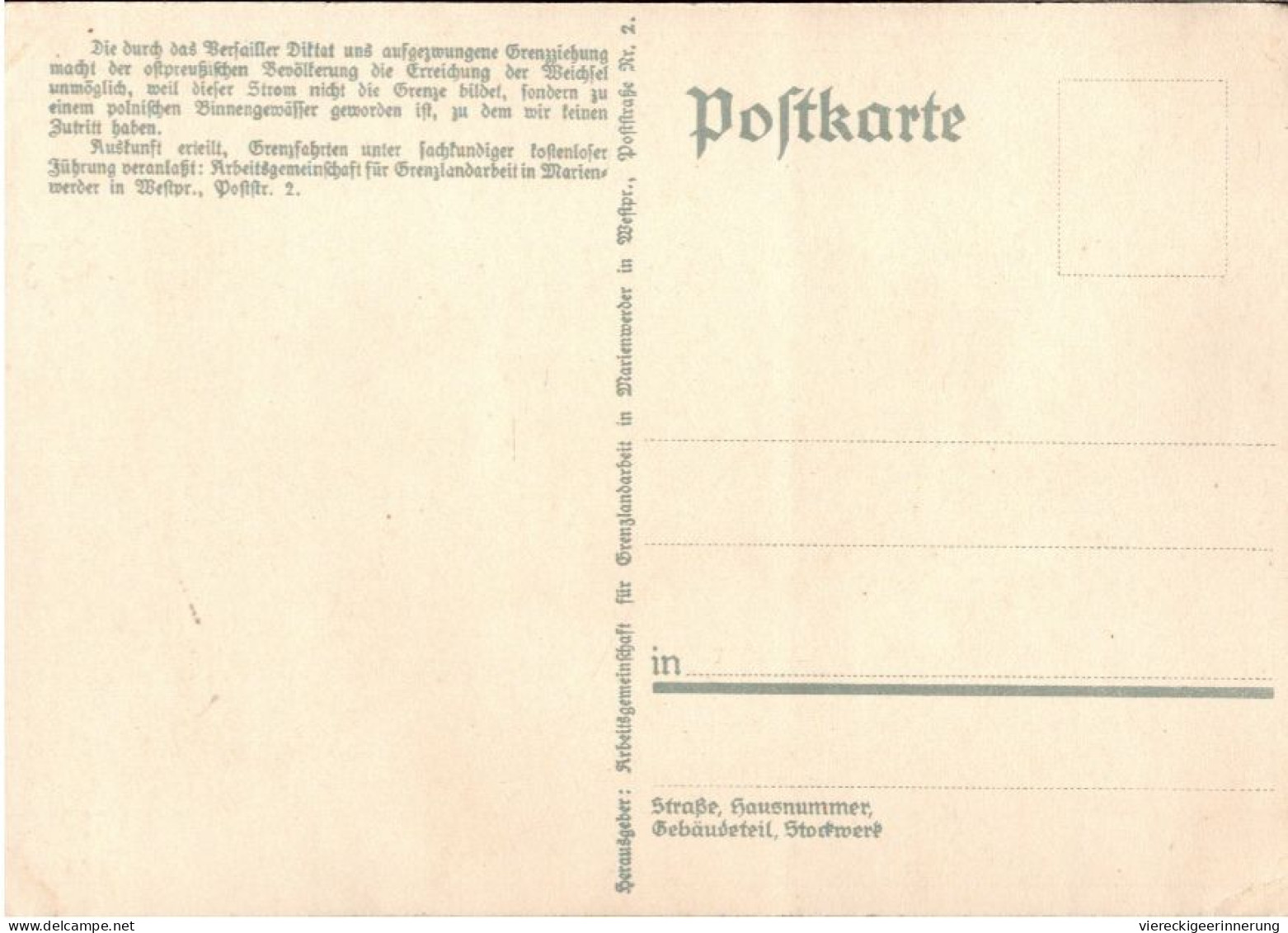 ! Ansichtskarte Ostpreußens Abschnürung Von Der Weichsel, Danzig, Marienburg, Stuhm, Mewe, Marienwerder, Grenze, Polen - Ostpreussen