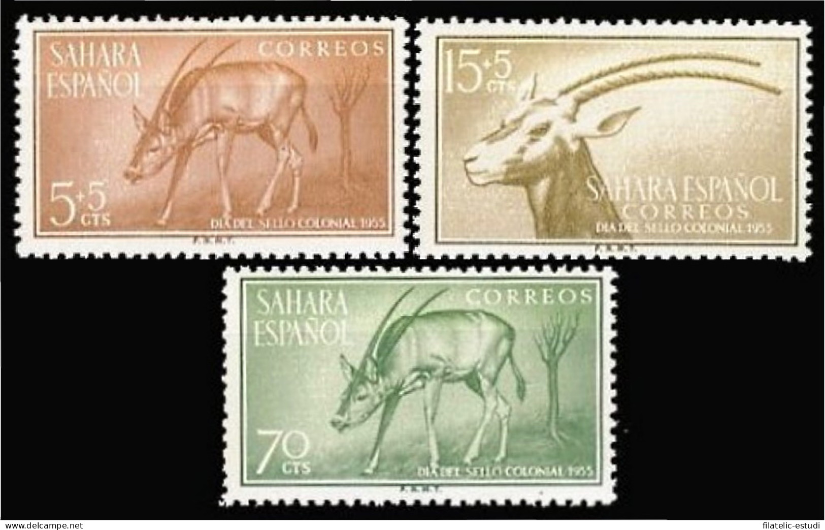 Sahara 123/25 1955 Día Del Sello Fauna MNH - Spanish Sahara