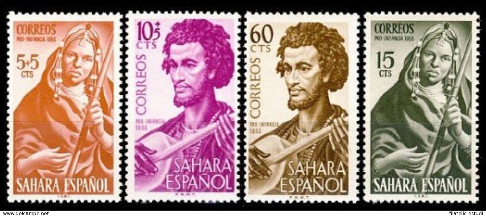 Sahara 104/07 1953 Pro Infancia Músicos MNH - Sahara Espagnol