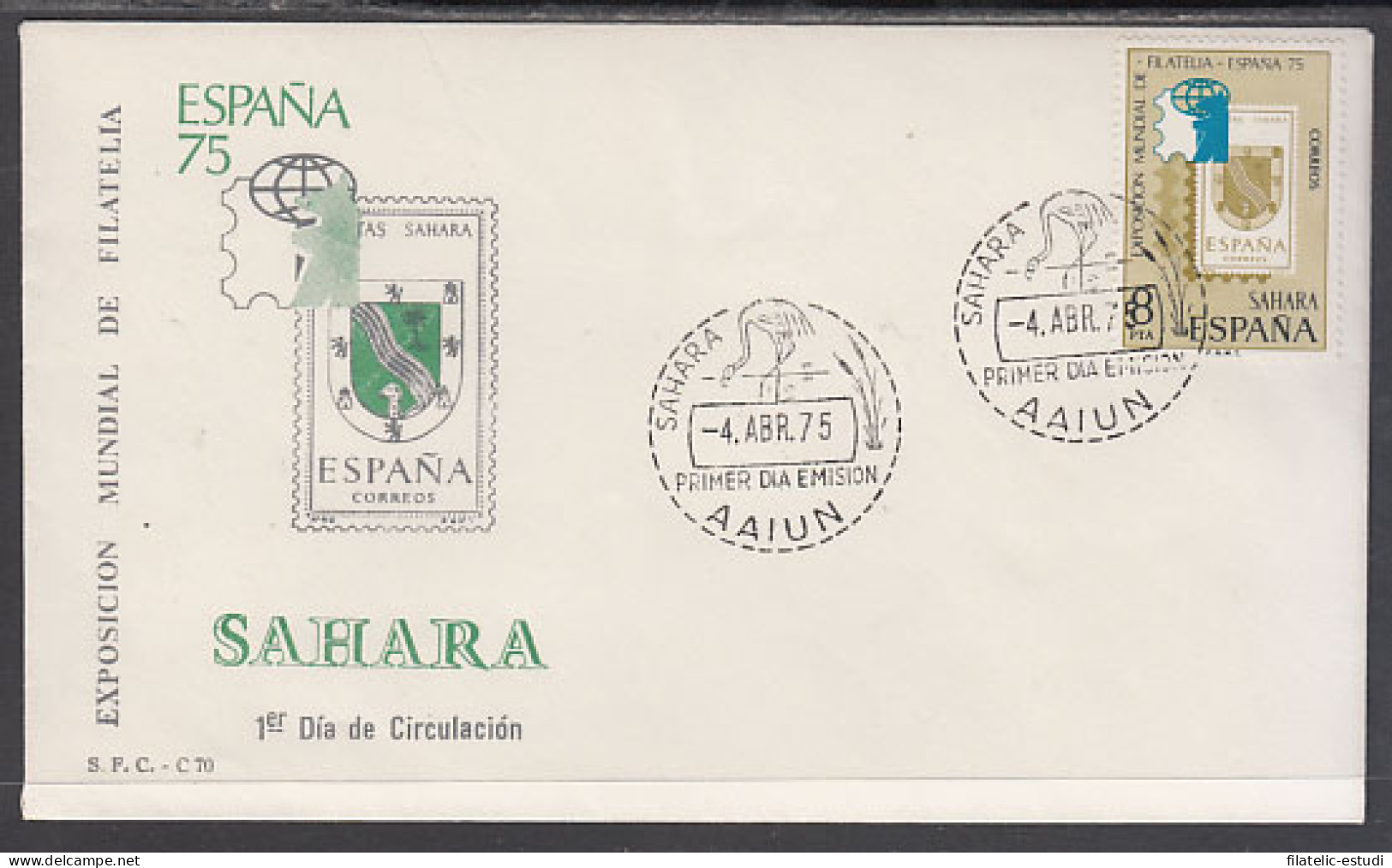 SAHARA 319  1975  Exposición Mundial De Filatelia España-75 SPD Sobre Primer D - Spanish Sahara