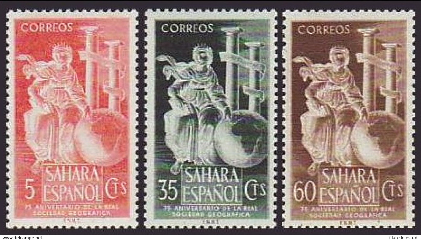 Sahara 101/03 1953 75º Aniv. De La Real Sociedad Geográfica MNH - Spanish Sahara