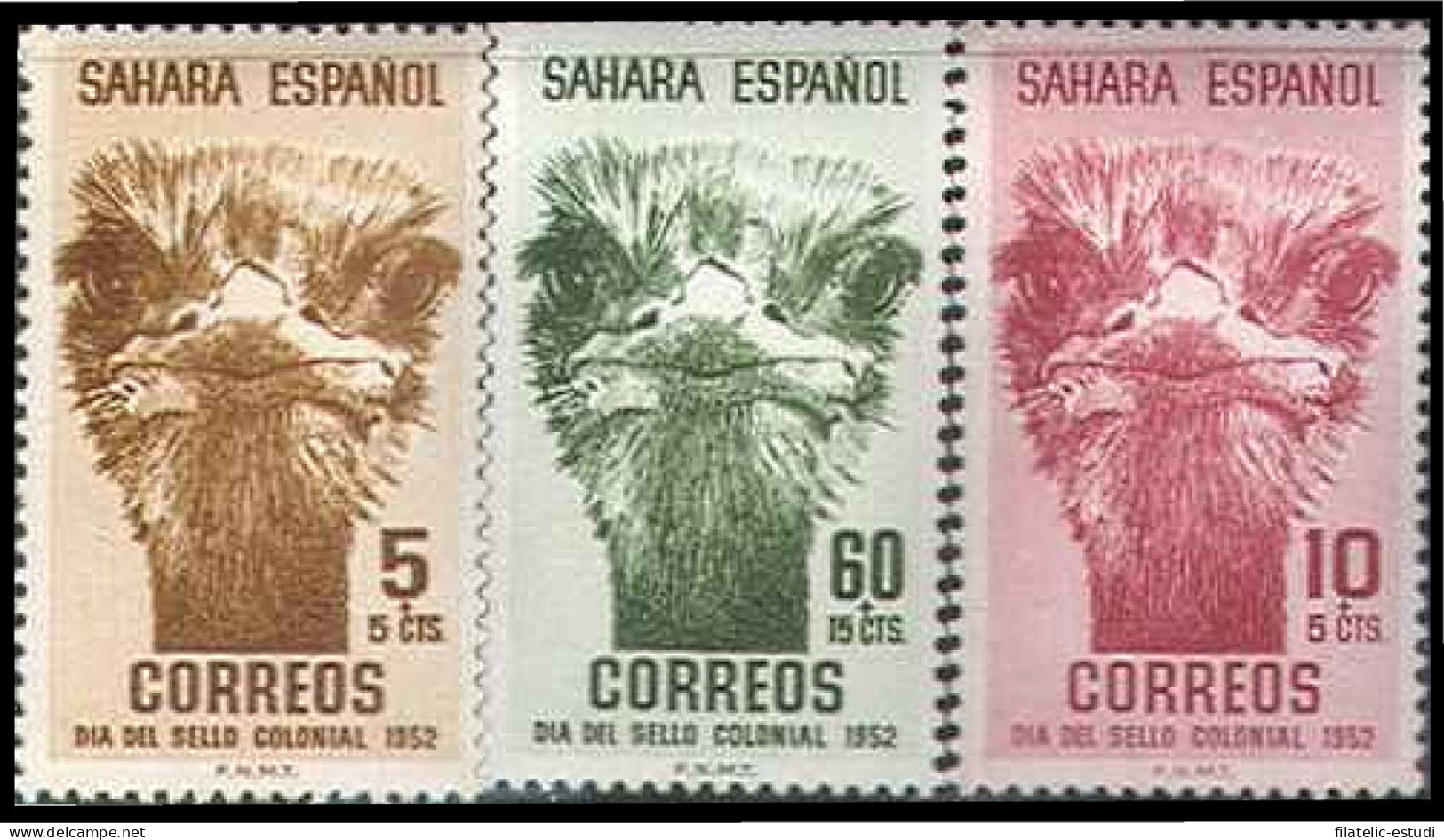 Sahara 98/100 1952 Día Del Sello Avestruz MNH - Spaanse Sahara