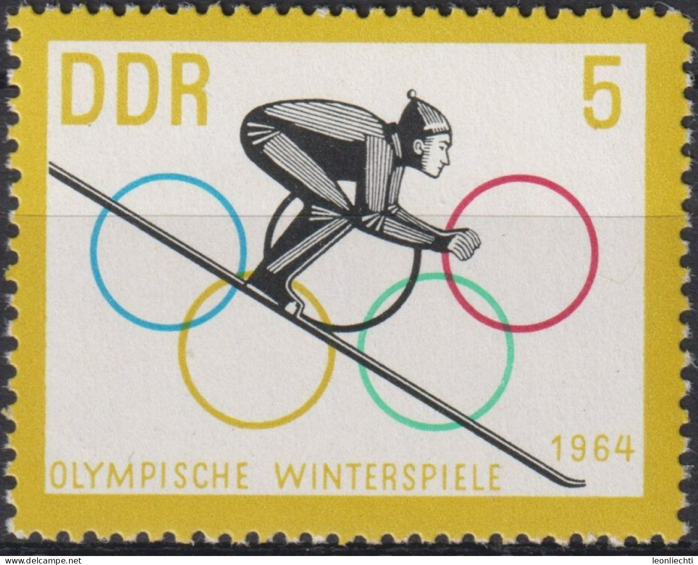 1963 DDR, ** Mi:DD 1000 Yt:DD 703, Olympische Winterspiele 1964 - Innsbruck - Invierno 1964: Innsbruck