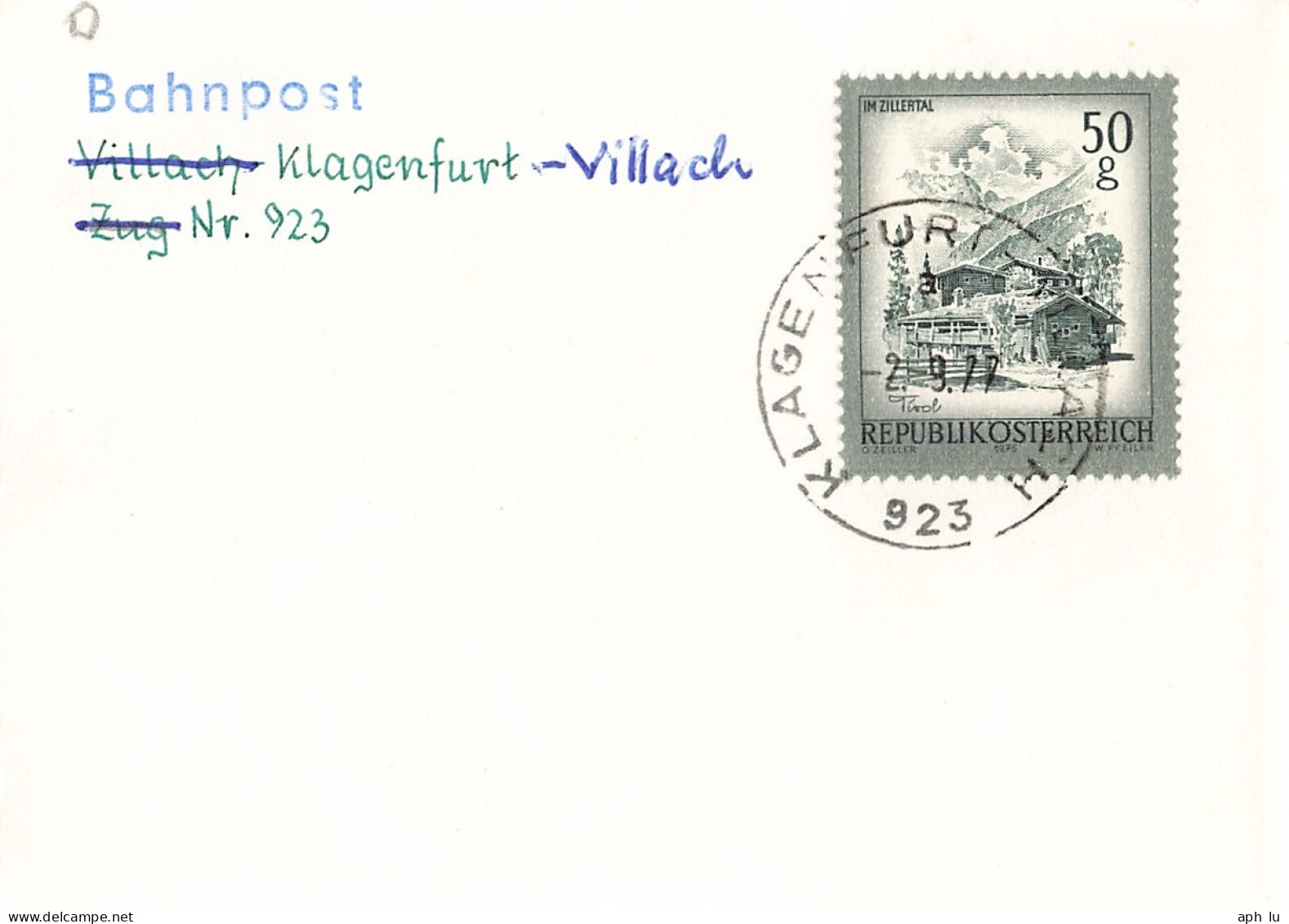 Bahnpost (R.P.O./T.P.O) Klagenfurt-Villach [Ausschnitt] (AD3098) - Cartas & Documentos