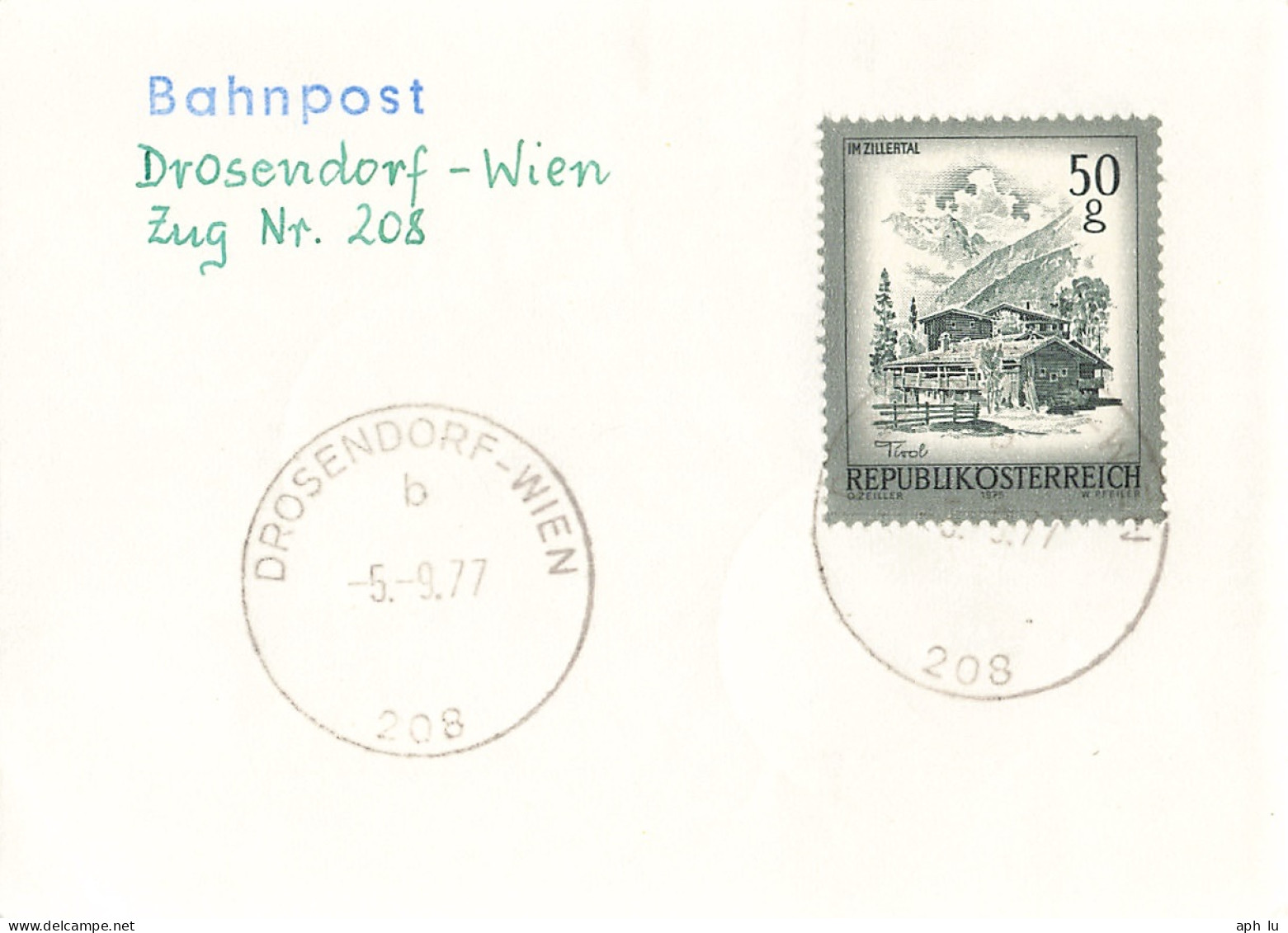 Bahnpost (R.P.O./T.P.O) Drosendorf-Wien [Ausschnitt] (AD3099) - Cartas & Documentos
