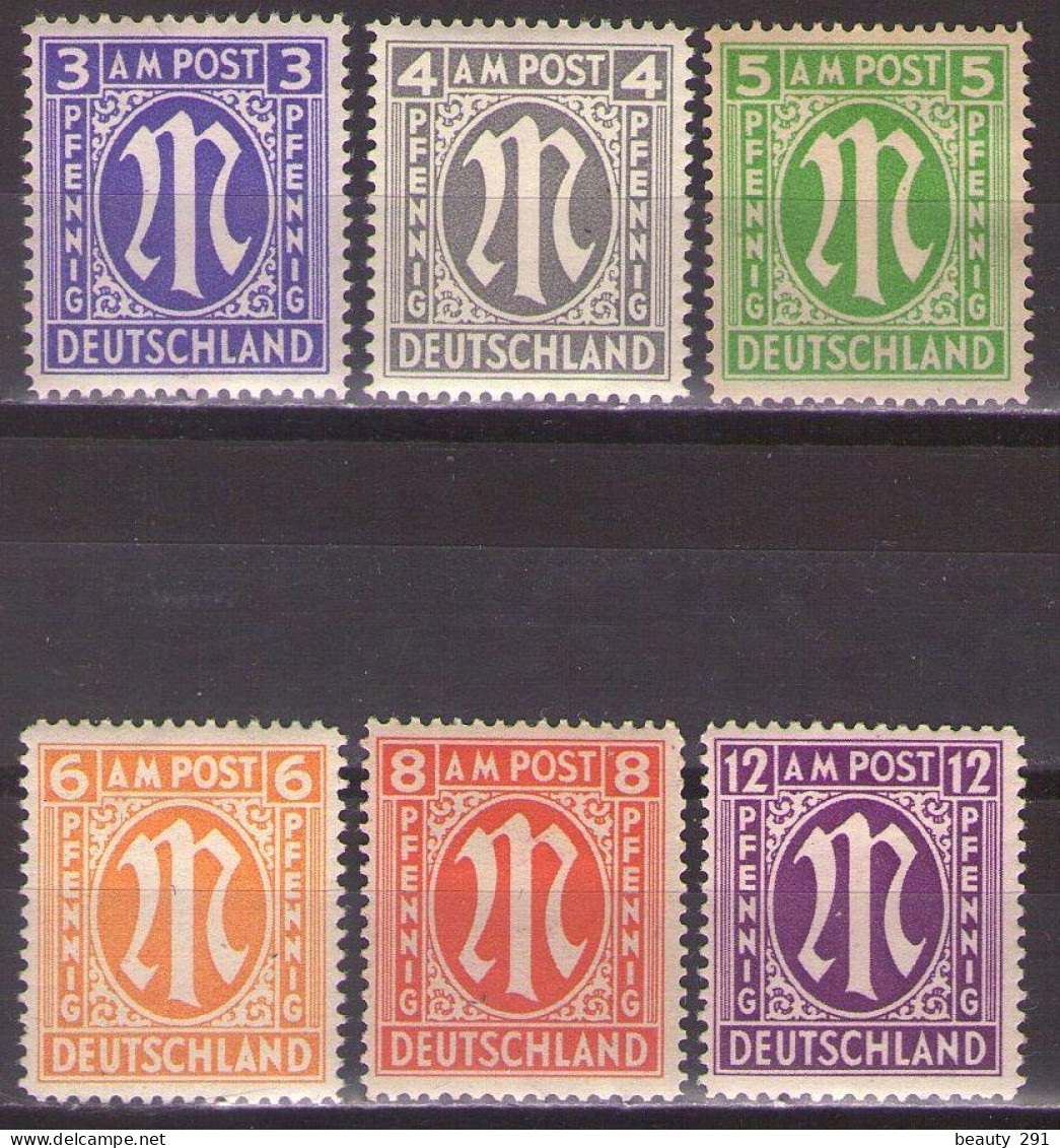 Germany 1945-46 Alliierte Besetzung Englischer Druck Mi 10-15 - MH* - Ungebraucht