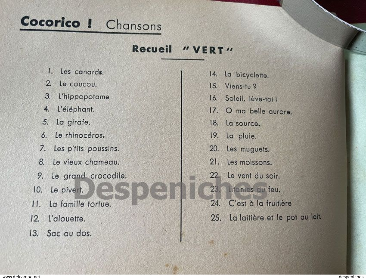 Recueil de CHANSONS :"Cocorico" Recueil Vert - Léon Robert Brice Voir photos