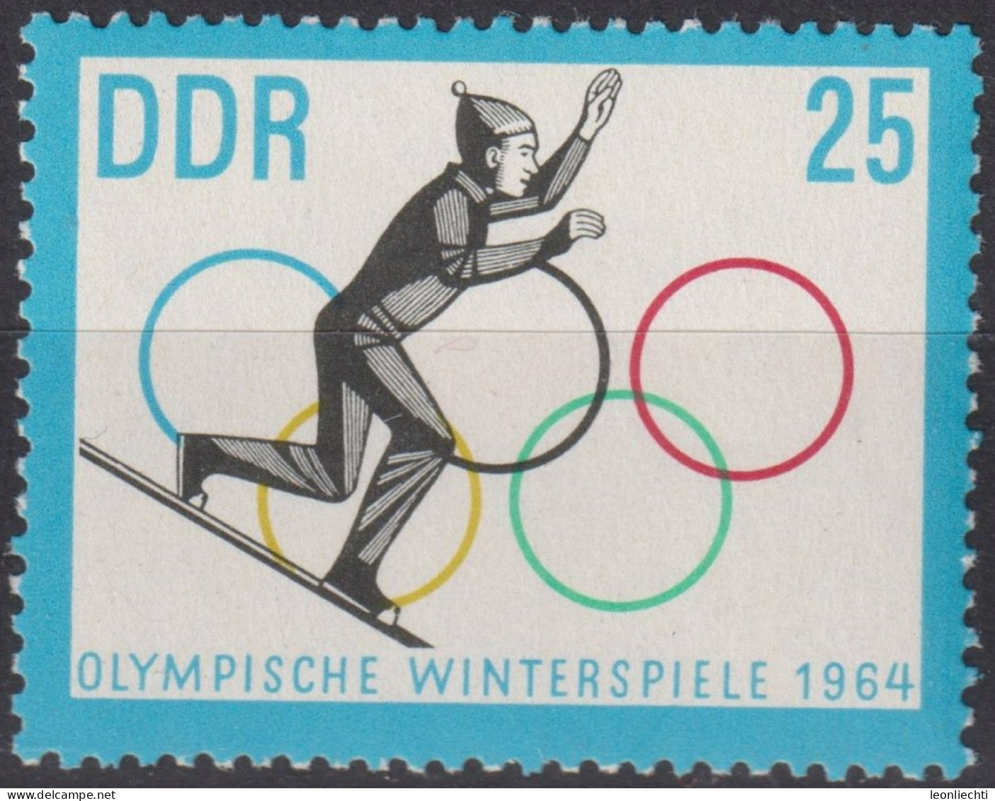 1963 DDR, ** Mi:DD 1003,Yt:DD 706, Olympische Winterspiele 1964 - Innsbruck - Inverno1964: Innsbruck