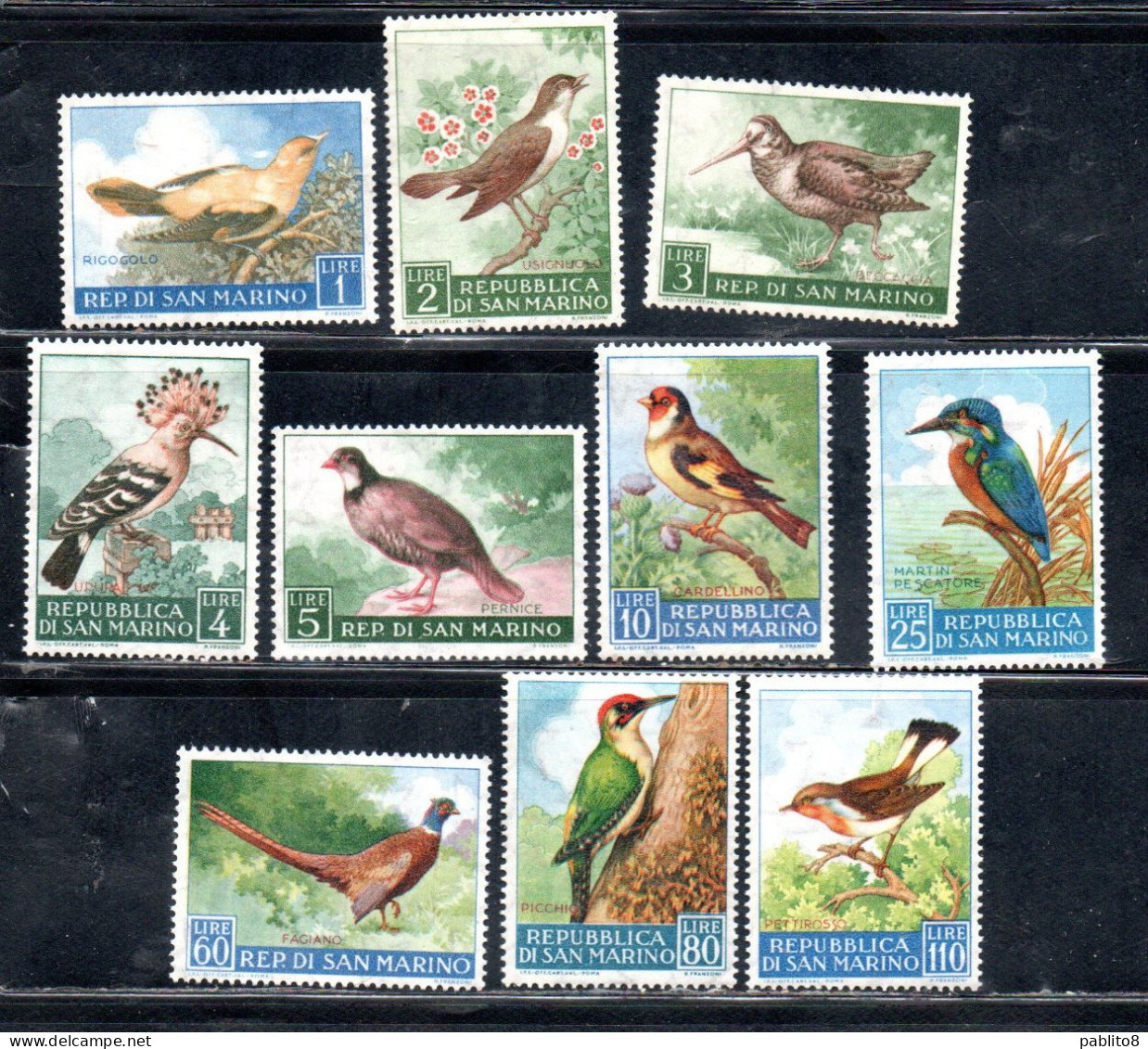 REPUBBLICA DI SAN MARINO 1960 BIRD FAUNA AVICOLA UCCELLI BIRDS OISEAUX SERIE COMPLETA COMPLETE SET MNH - Neufs