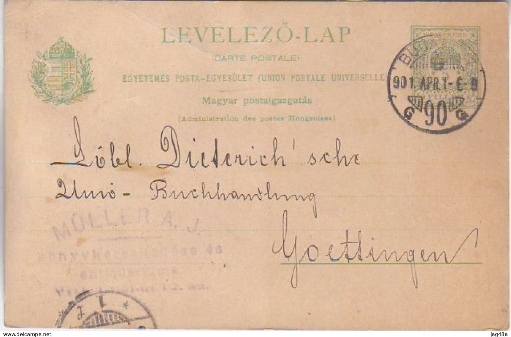 HUNGARY. 1901/Budapest, Five-filler PS Card/to Gottingen. - Enteros Postales