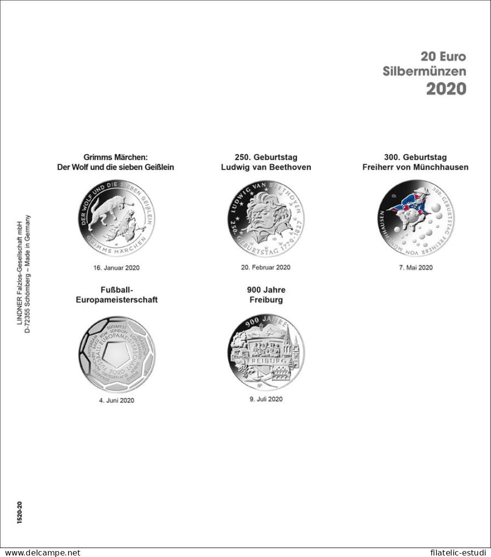 Lindner 1520-20 Hojas Individuales Para álbum Pre-impreso Para Monedas Conmemo - Zubehör