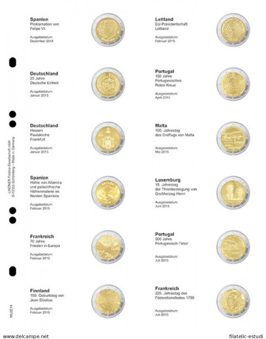 Lindner MU2E14 Hojas Individuales Pre-impresas Para Monedas De 2 Euros - Zubehör