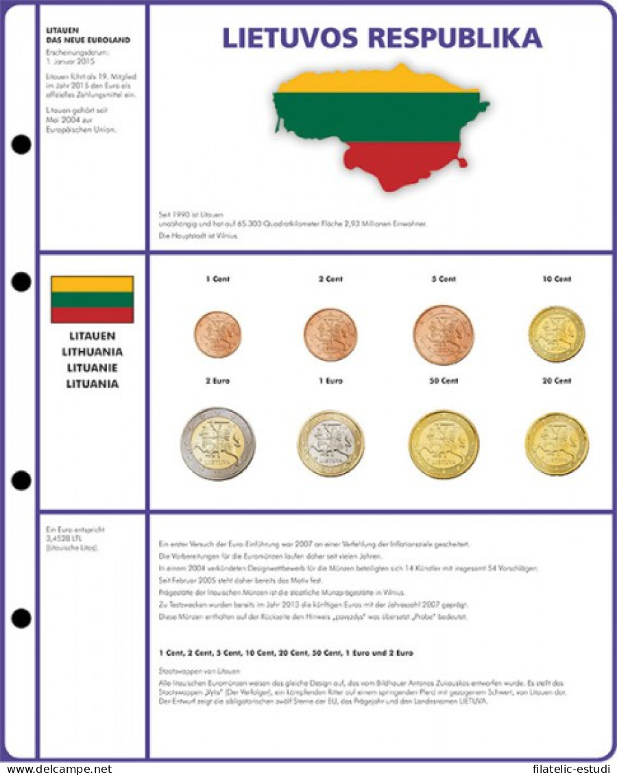 Lindner 8450-22 Página Ilustrada: Juegos De Monedas EURO - Matériel