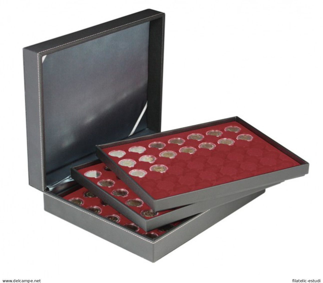 Lindner 2365-2930E Estuche Para Monedas NERA XL Con 3 Tableros Y Plantillas Pa - Materiale