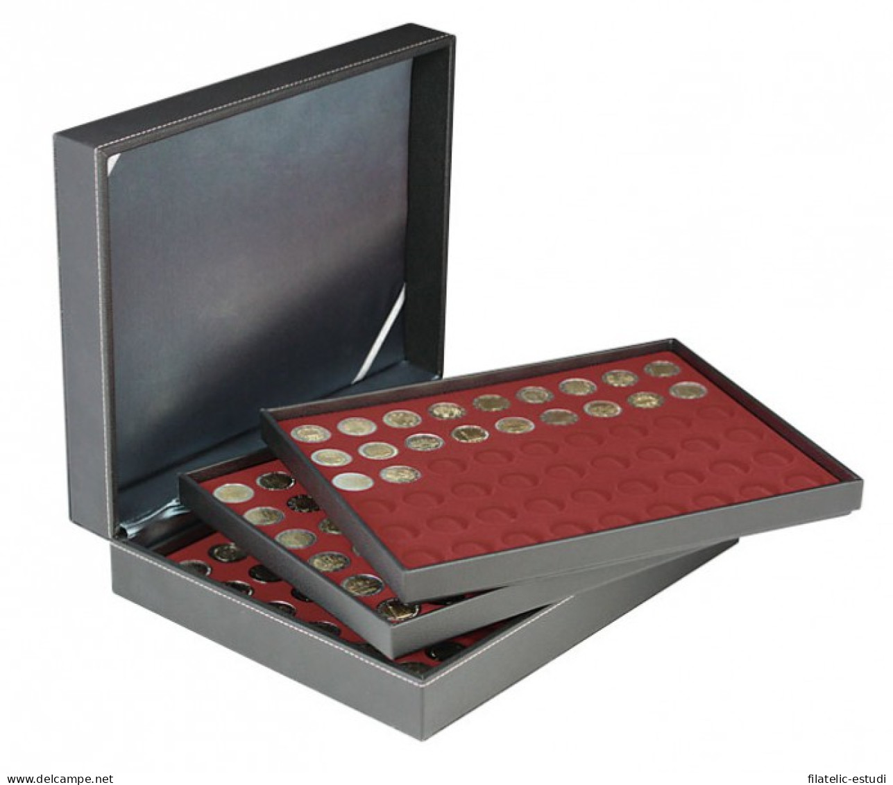 Lindner 2365-2754E Estuche Para Monedas NERA XL Con 3 Tableros Y Plantillas Pa - Materiale