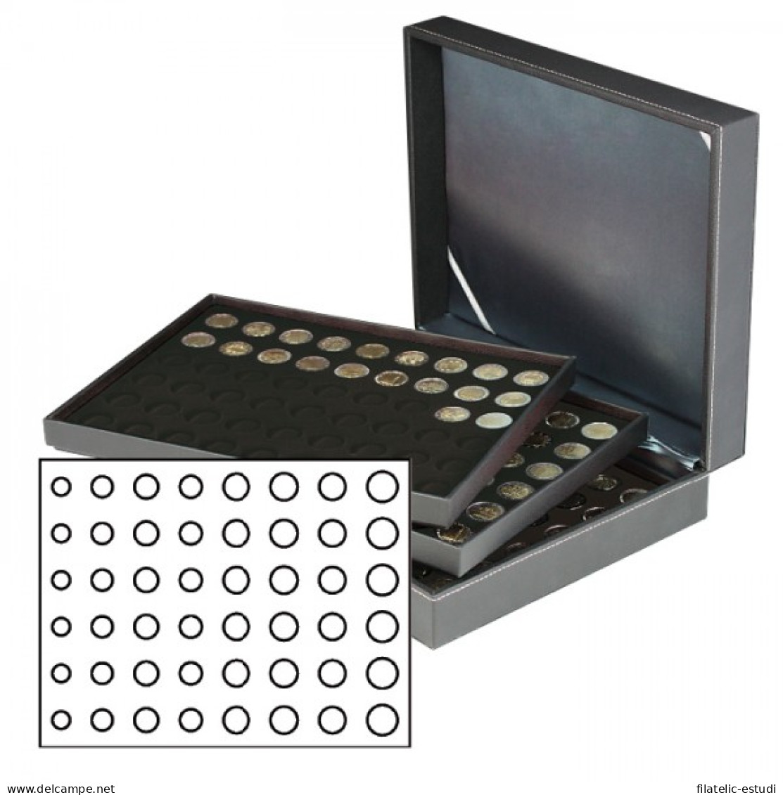 Lindner 2365-2506CE Estuche Para Monedas NERA XL Con 3 Tableros Y Plantillas P - Materiale