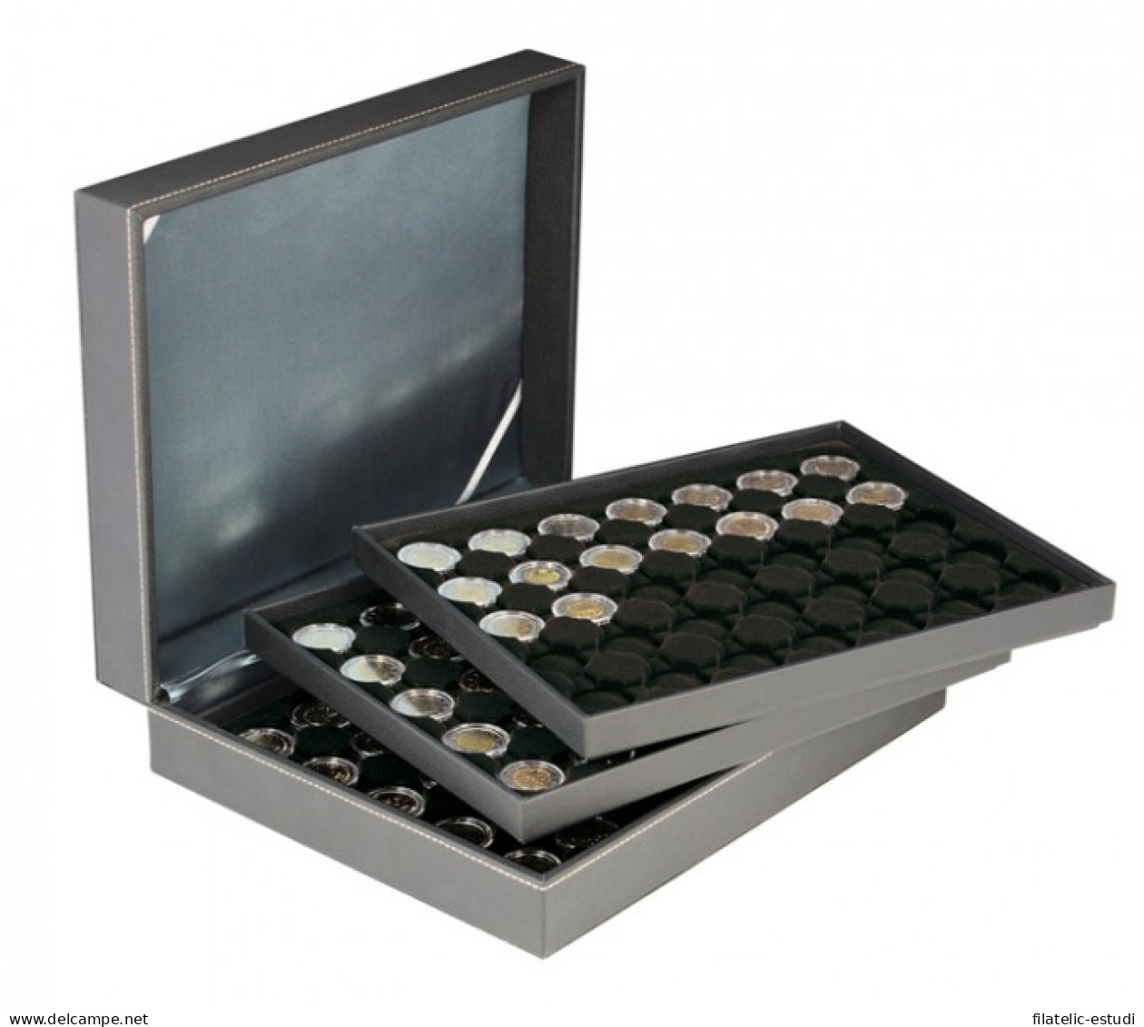 Lindner 2365-2530CE Estuche Para Monedas NERA XL Con 3 Tableros Y Plantillas P - Materiale