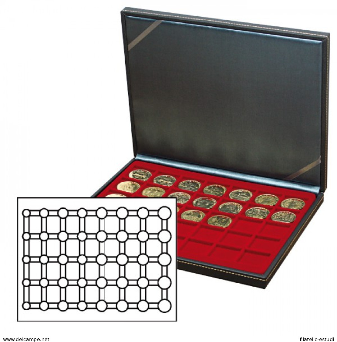 Lindner 2364-2956E Estuche Para Monedas NERA M Con Plantilla Para Monedas En C - Materiale