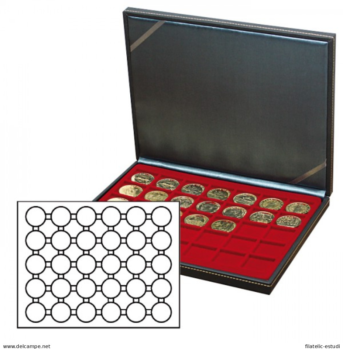 Lindner 2364-2626E Estuche Para Monedas NERA M Con Plantilla Para Monedas En C - Materiale