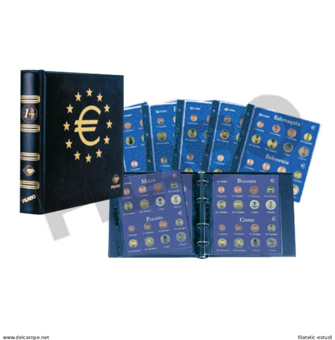 Filabo Álbum Monedas EURO SKAY Azul Con Cajetín + Hojas 12 Primeros Países - Zubehör