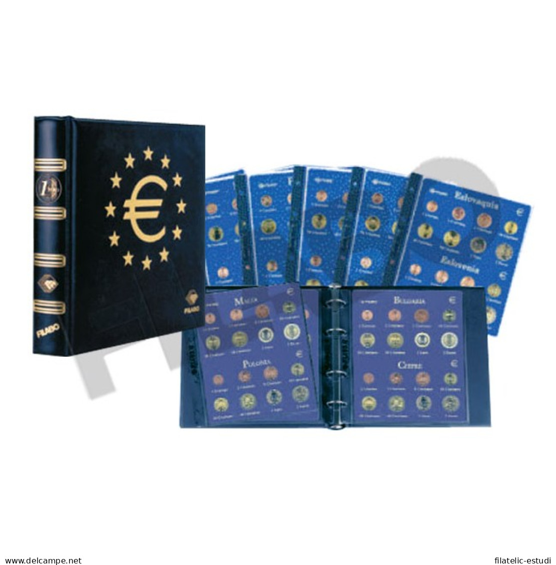 Filabo álbum Moneda EURO SKAY Azul Con Cajetín + HOJAS 15 Primeros Países - Materiale