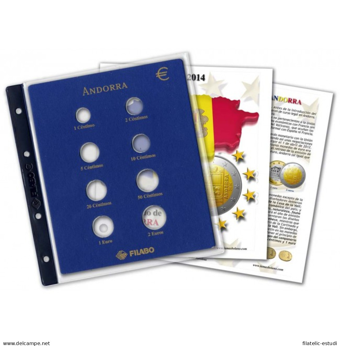 Filabo Hoja Álbum Monedas EURO ANDORRA Año 2014 (4 Hojas) - Zubehör